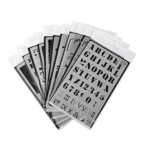 20 Pack Journal Stencil Set,Hundyer Bullet Stencils DIY Drawing Template for Journal Notebook Diary Calendar Scrapbook Wedding Birthday Greeting Card Making 4x7 inch