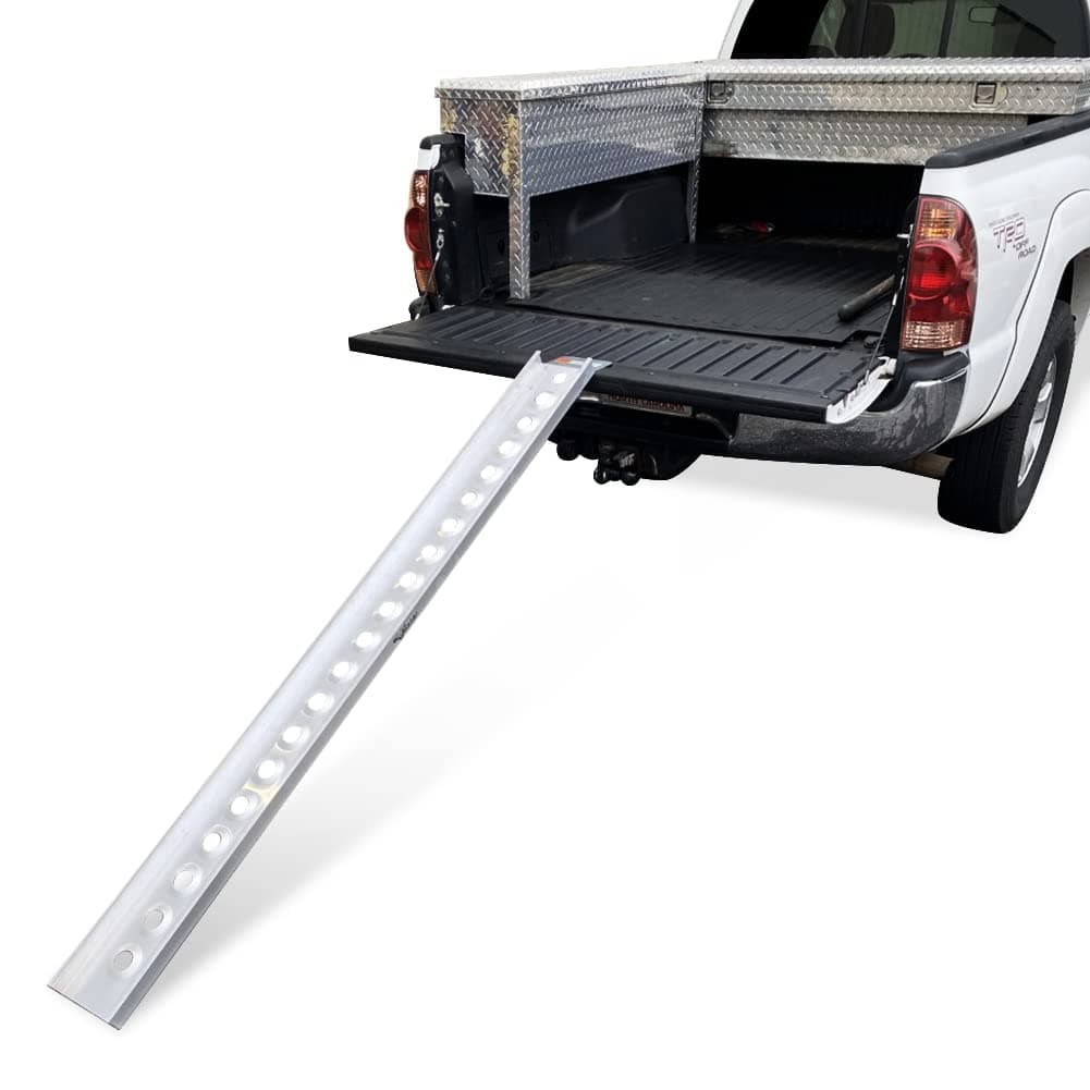 Pit Posse PP290 Motorcycle Loading Ramp Aluminum 6ft for Pickup Trucks 400lbs Load Capacity Portable Dirt Bike Ramp - 5 Year Warranty (76" Long x 6.5" Wide)