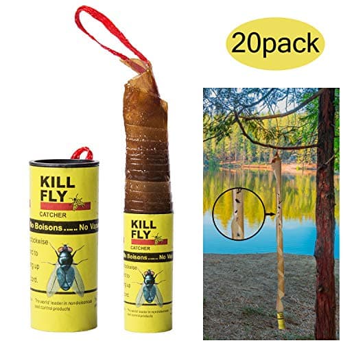 Stingmon 20 Pack Fruit Traps for Kitchen Sticky Ribbon Catcher Fly Paper Strips Indoor, A1