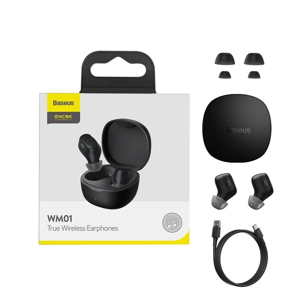 Baseus Encok WM01 True Wireless BT 5.3 Black Bluetooth Earphone (NGTW240001)