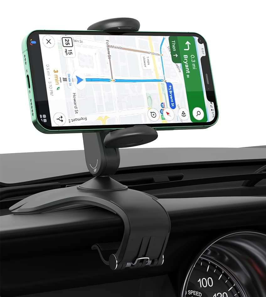 Phone Mount for Car Dashboard, 720 Degree Rotation Dashboard Cell Phone Holder, [Multi-Angles]Universal Car Phone Clip Holder, Stable Dashboard Cell Phone Mount fit for iPhone Samsung All Smartphone