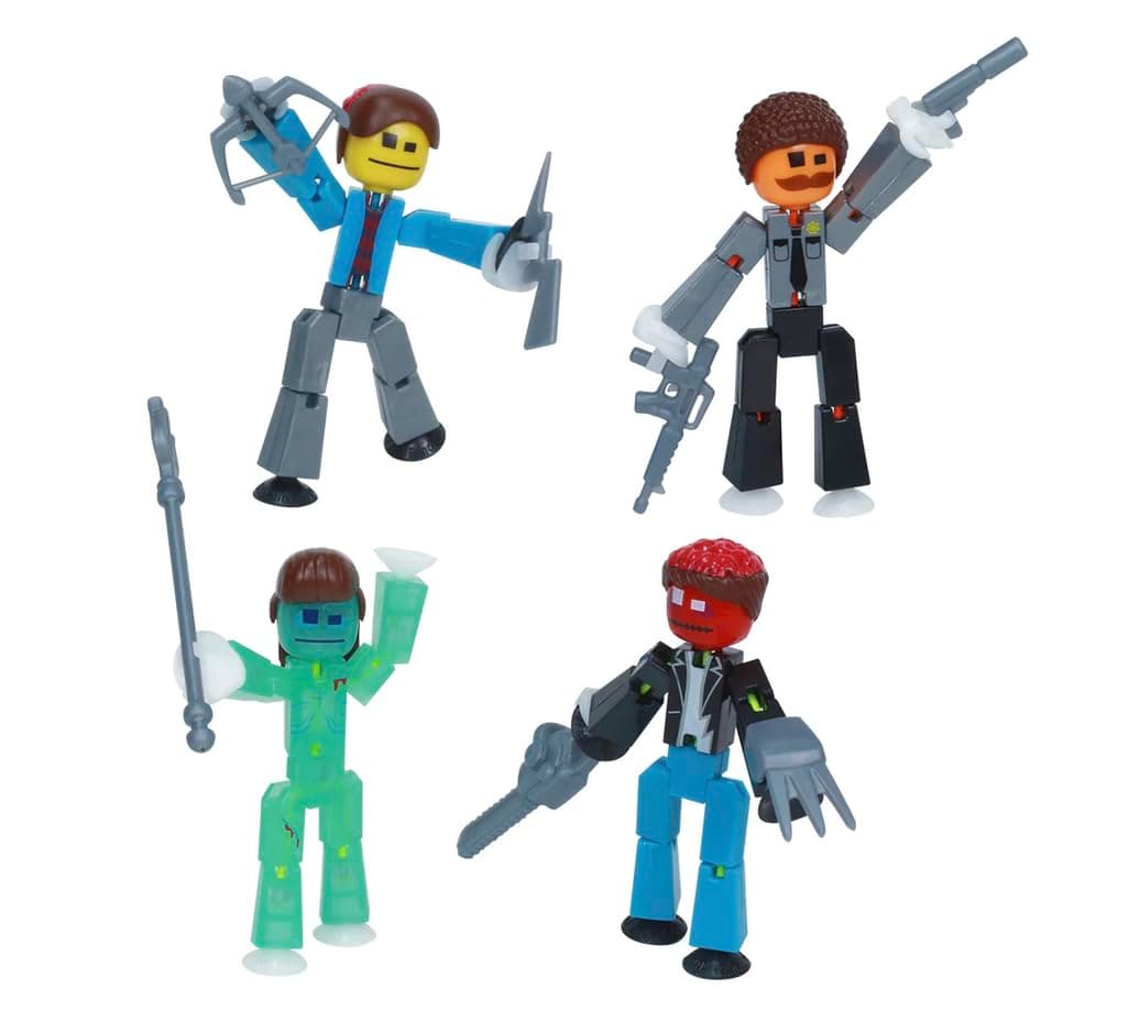 Zing StikBot Zombie Pack - Pack of 4 Printed StikBots with Accessories -Collectible Action Figures and Accessories, Stop Motion Animation, Ages 4 and Up