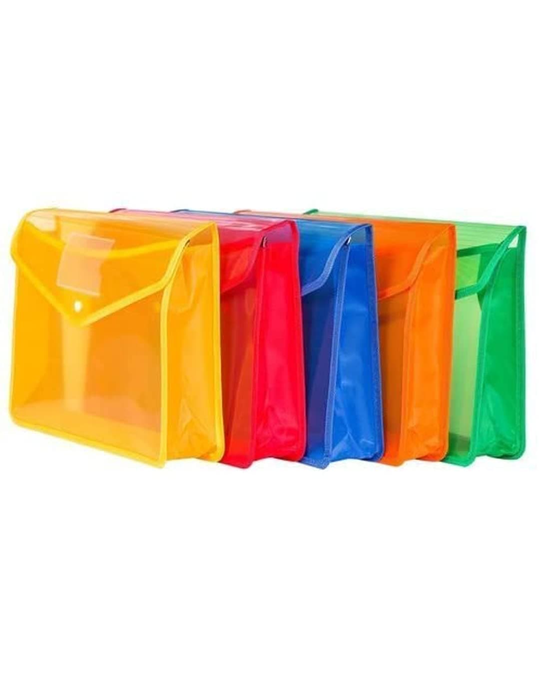 VJTI Envelope Folder,Transparent Poly-Plastic A4 File Storage Bag with Snap Button Set of 5/Certificate File Holder/Document Folder for Certificates A4 Size/Legal/Brief Bag