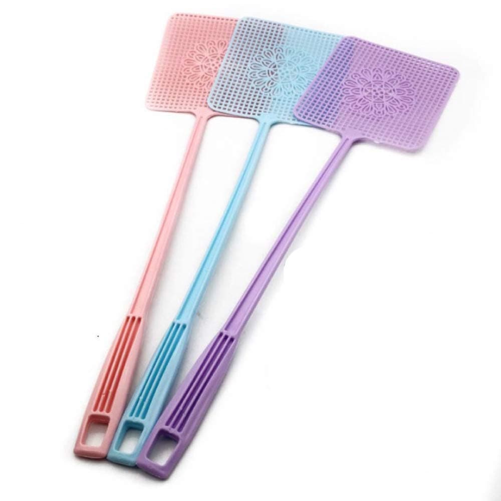 NHGF Plastic Fly Pat Manual Fly Pat Long Handle Durable Extinguishing Fly Beat Fly Beat Mosquito Beat Fly Pat 3 Packs Random