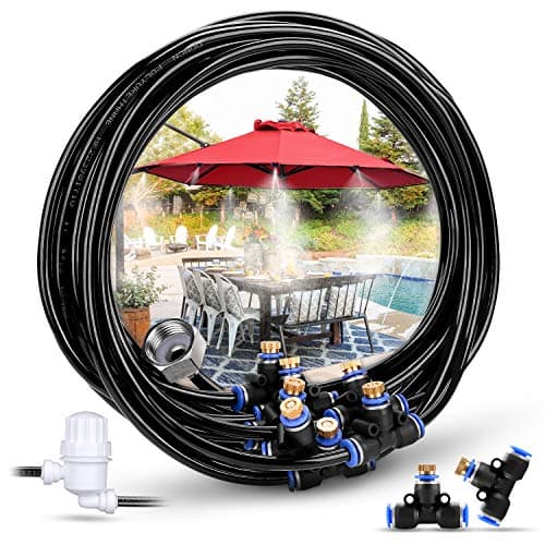 HOMENOTE Misting Cooling System 26.2FT (8M) Misting Line + 9 Brass Mist Nozzles + a Brass Adapter(3/4) Outdoor Mister for Patio Garden Greenhouse Trampoline for waterpark