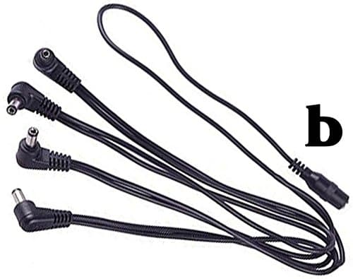 Electric Guitar Effect Pedal Daisy Chain Power Supply Cable 9V DC 1A Multi-interface Connecting 1 to 4 Cable Splitter Cord Right Angle Round Jacks(1 to 4 way)