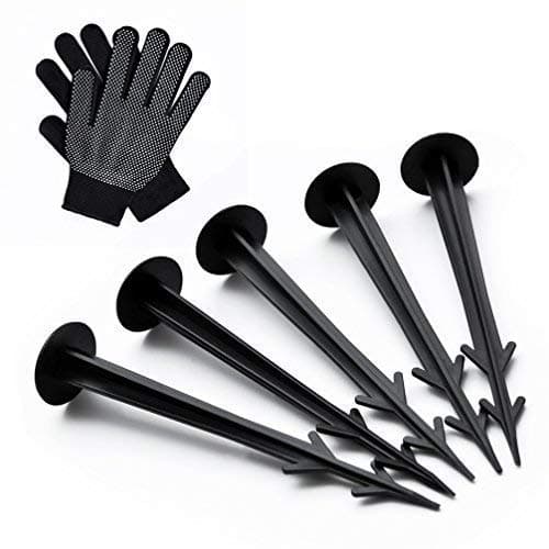 Garden Pegs for Securing Weed Control Fabric Heavy Duty Durable Plastic Anchor Anti Pull Nails for Fixing Fleece Tarpaulin Groundsheet 55 units - Comes with Garden Gloves by GreyMint