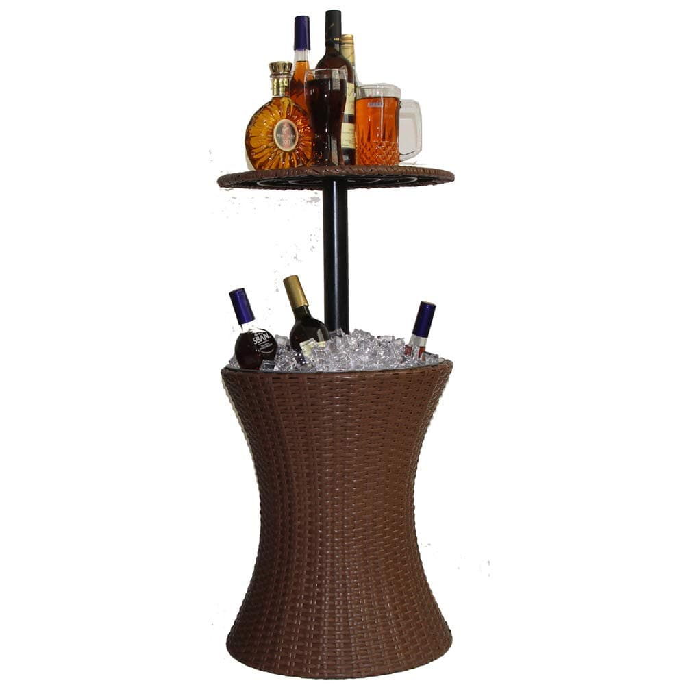 3 في 1 ويكر رفع عداد دلو الثلج بار ، بي الروطان بار الجدول برودة ، ارتفاع قابل للتعديل نمط الروطان ، المشروبات المبردة رف الشمبانيا ، الباحة في الهواء الطلق