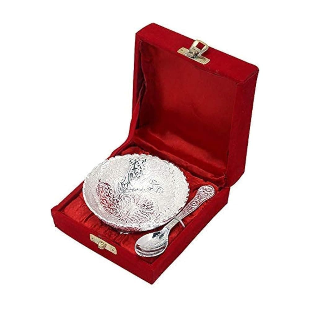 Rastogi Handicrafts Silver Plated Bowl Set with Spoon …