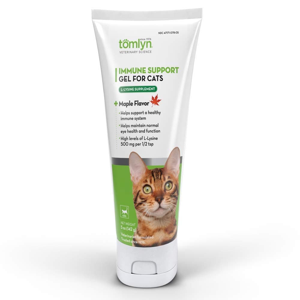 Tomlyn Immune Support Daily L-Lysine Supplement: Maple-Flavored Lysine Gel for Cats and Kittens, 5oz