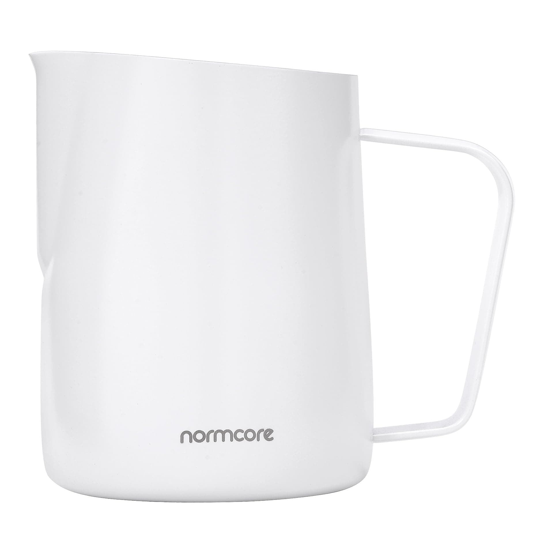 Normcore Milk Pitcher with Round Spout - Espresso Steaming Pitcher - Milk Frothing Jug - Cappuccino Latte Art Barista Cup - Non-stick coating White - 20.3 oz (600 ml)