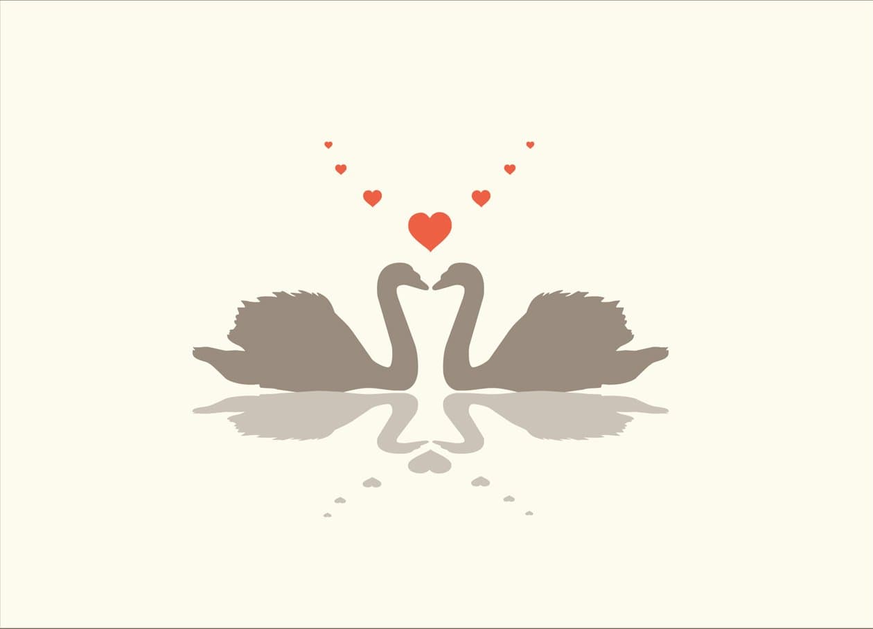 Lark Press Swans Reflection Love Card, 3.5 X 4.75 (1)