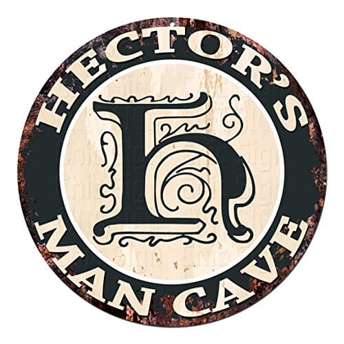 HECTOR'S MAN CAVE Initial Letter H Chic Sign Rustic Shabby Vintage style Retro Kitchen Bar Pub Coffee Shop man cave Decor Gift Ideas