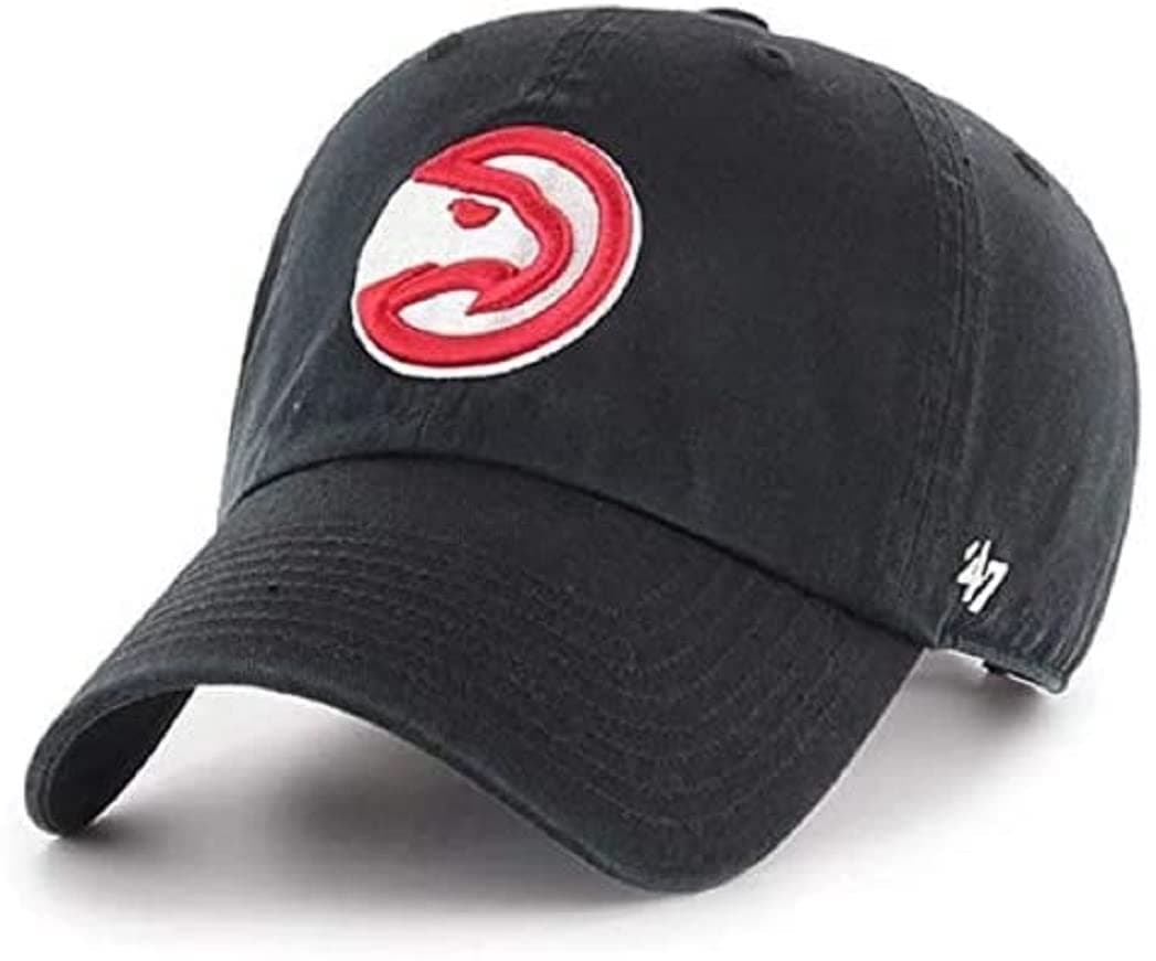 47NBA Alternate Clean Up Adjustable Hat, One Size Fits All (Atlanta Hawks Black)
