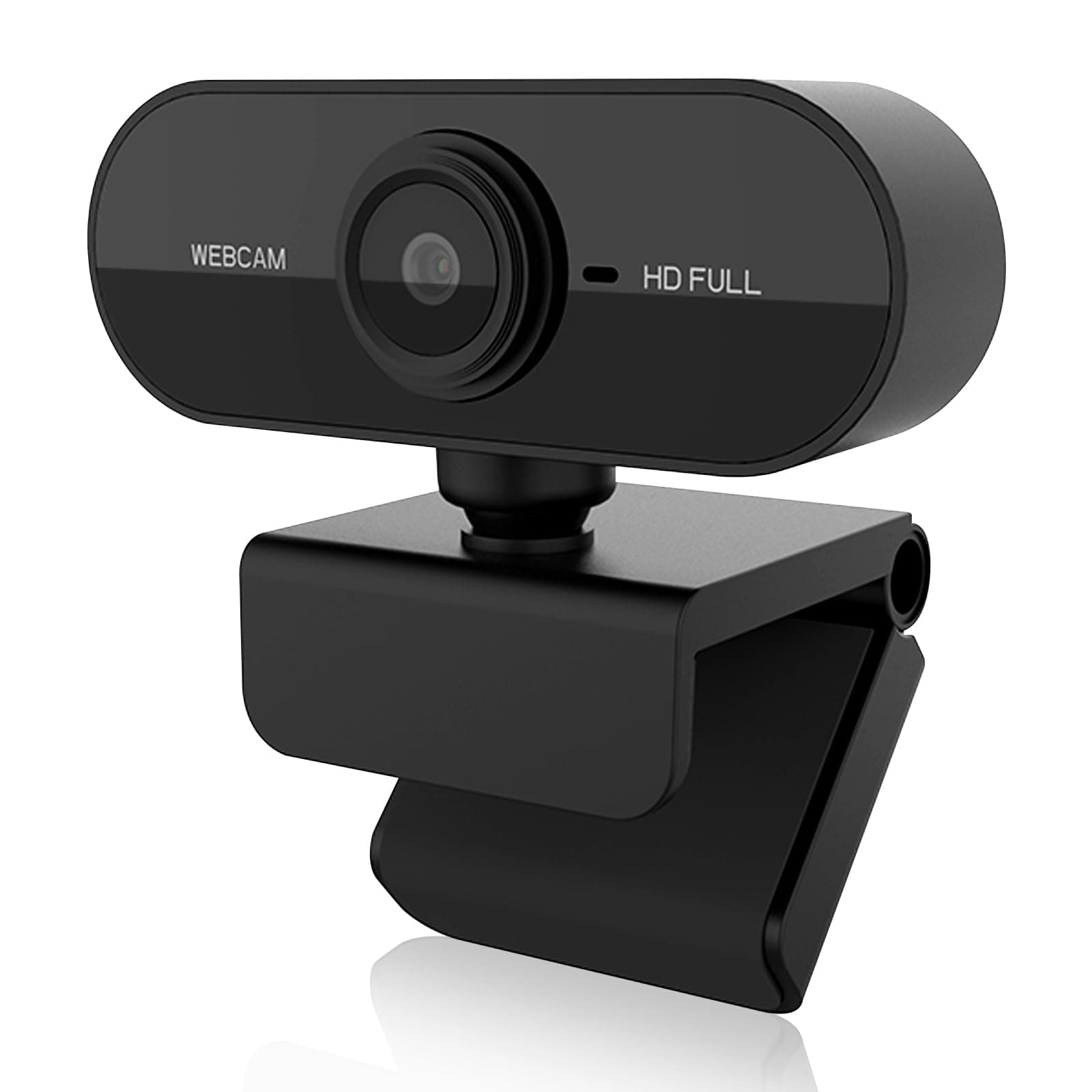 Webcam for PC, 1080P HD webcam with Noise-Cancelling Mic, USB Web Camera for PC/Laptop, 360°Adjustable Web Cam, Streaming WebCam for Conference Calling and Gaming（Black, PC-C1）