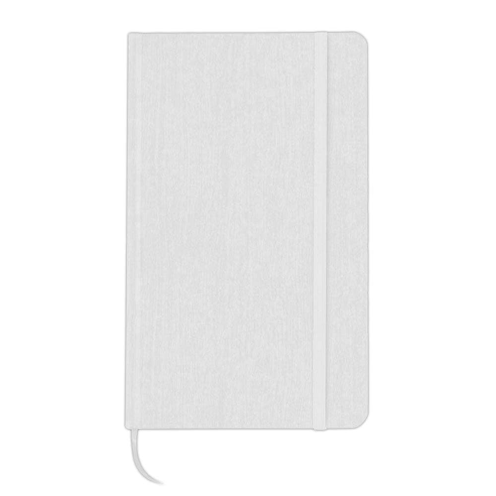 Hardcover Notebook Journal, 80 Sheets/160 Pages Lined Journal Notebook, 5" x 8" Wood Grain Notebook, Bookmark, Elastic Band Closure - White