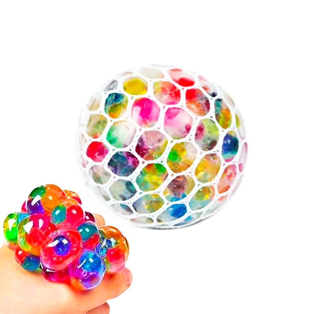 Water Bead Squeeze Ball - Multicoloured Water Beads for Sensory Stimulation, Stress Ball, Squishy Fidget Toy, Anxiety Relief, 6cm, Great for Autism ASD ADHD SPD Special Needs Sensory Hand Therapy