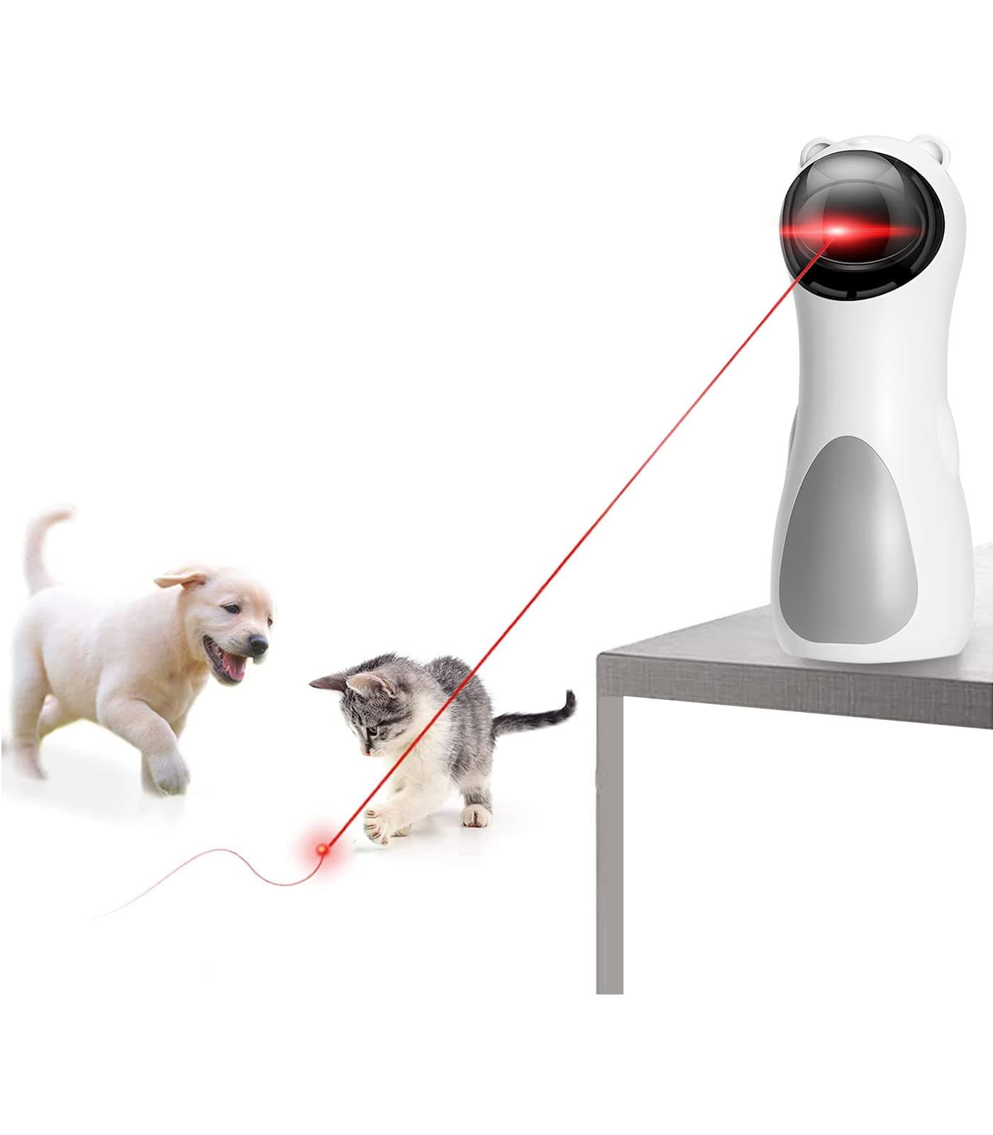 Automatic Cat Laser Toy, Interactive Electronic Cats/Dog Toys USB/Batteries Power,Fast and Slow Mode, 5 Angles 2 Speed Patterns, Auto On/Off and Silent