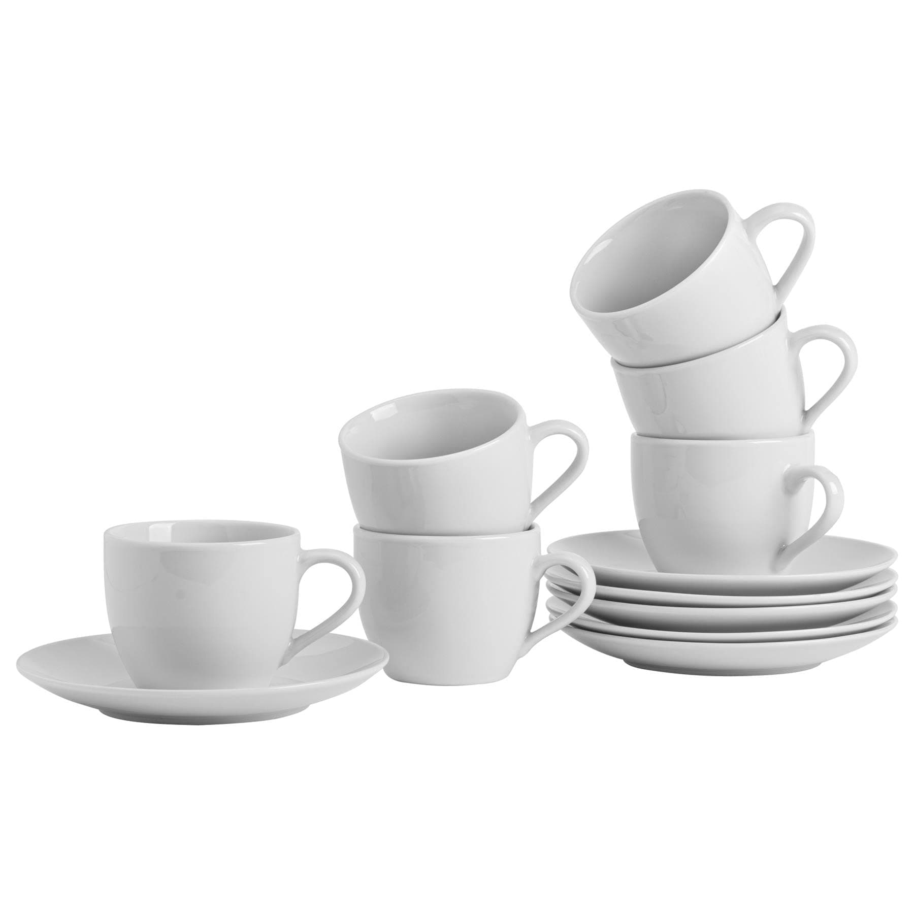 Argon Tableware 24 Piece Cappuccino Cup & Saucer Set - 200ml - Classic Collection - Tea Cup and Saucer Coffee Cappuccino Mugs Latte Drinking Mug Tea Plates
