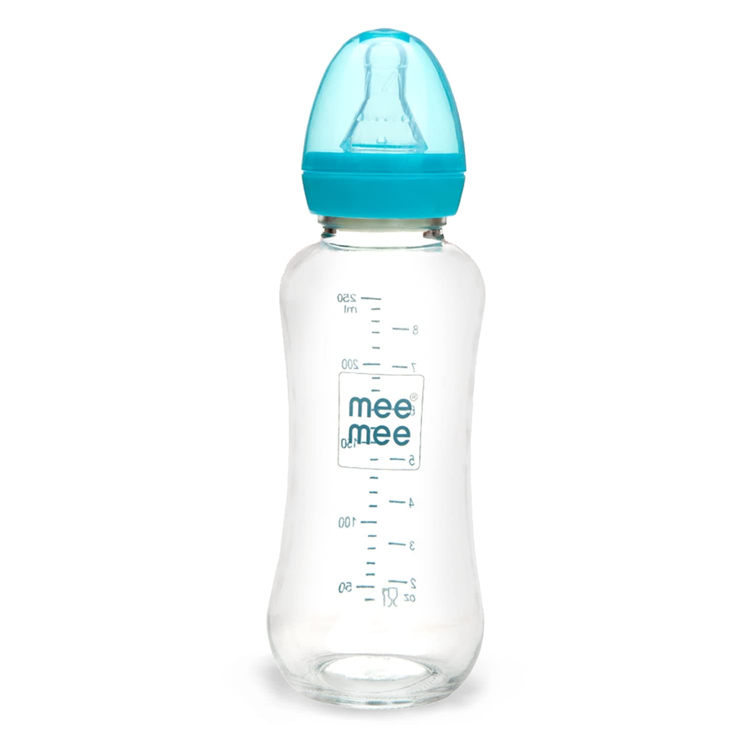 240ml Premium Glass Feeding Bottle (Blue)