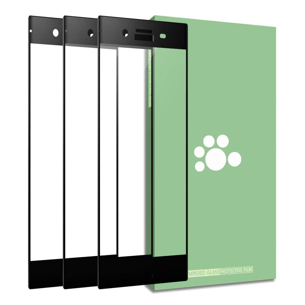 Glass Screen Protector Fit XZ Premium-(3 Pack) 3D Curved Anti-Scratch Anti-Fingerprint HD Clear Full Coverage Silk Print Tempered Glass Protective Film Compatible Sony Xperia XZ Premium