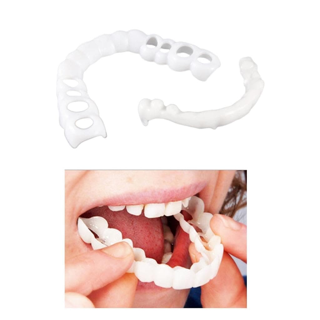 Silicone Upper/Lower False Teeth Dental Veneers Dentures Fake Tooth Upper