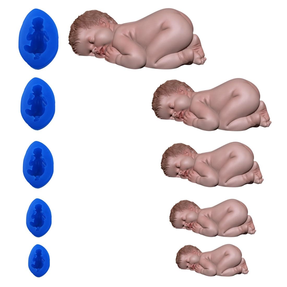 Sleeping Baby 5 X Large Silicone Mold B236 by First Impressions Molds