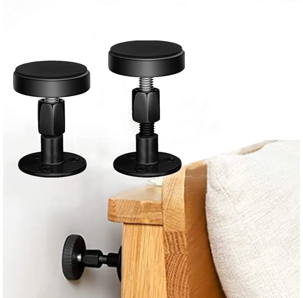 NatureMan 2 Pieces of Black Adjustable Threaded Bed Frame Anti-Shake Tool,Headboard Stoppers,Wall Bed headboard Anti-Shake Fixer to Prevent loosening,Easy to Install (1.1-2.5 inches)