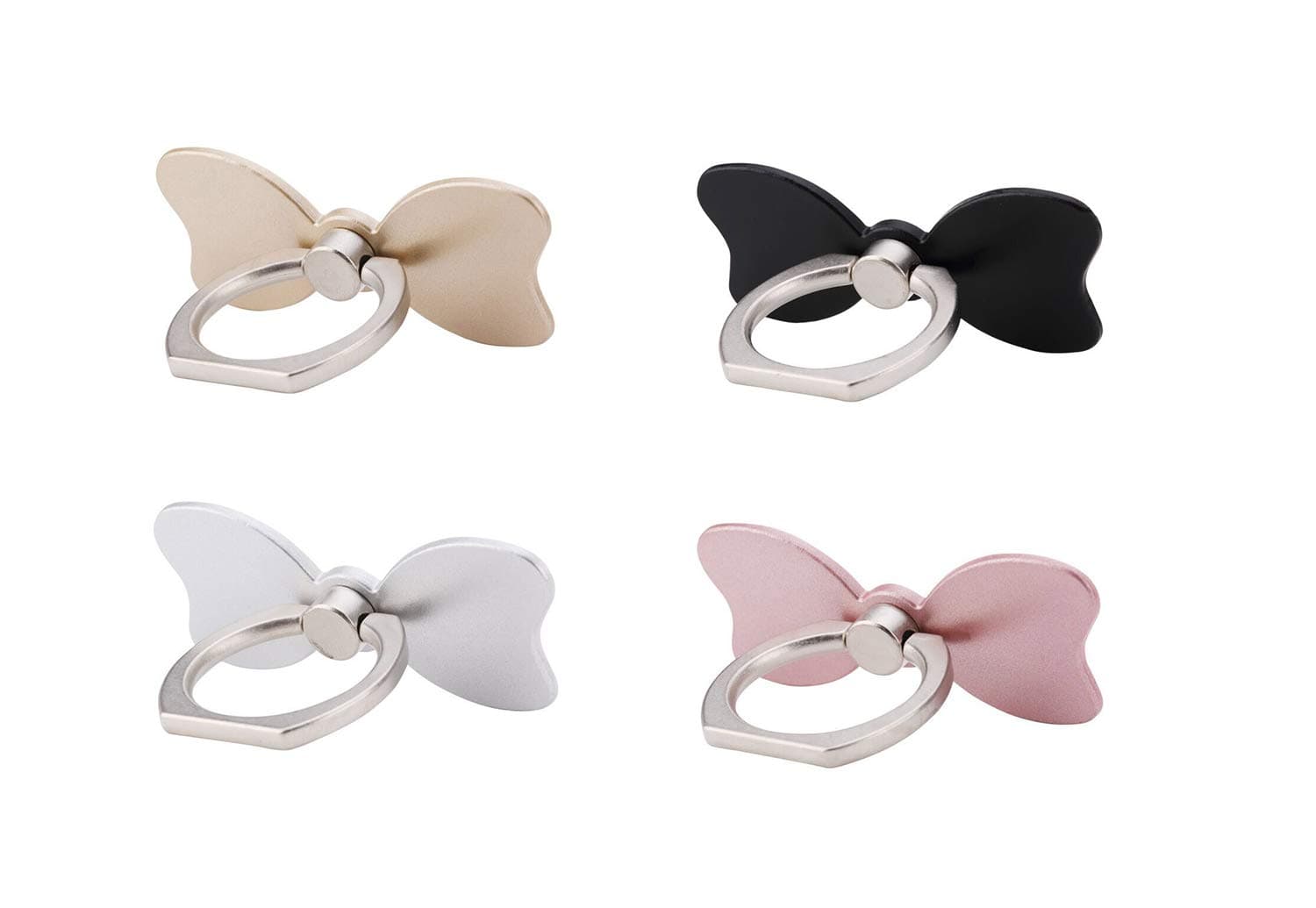 LENOUP4 Pack Cell Phone Bow Ring Holder,Bowknot Phone Ring Kickstand,360 Rotation Cell Phone Finger Ring Grip for Almost All Phones,Pad