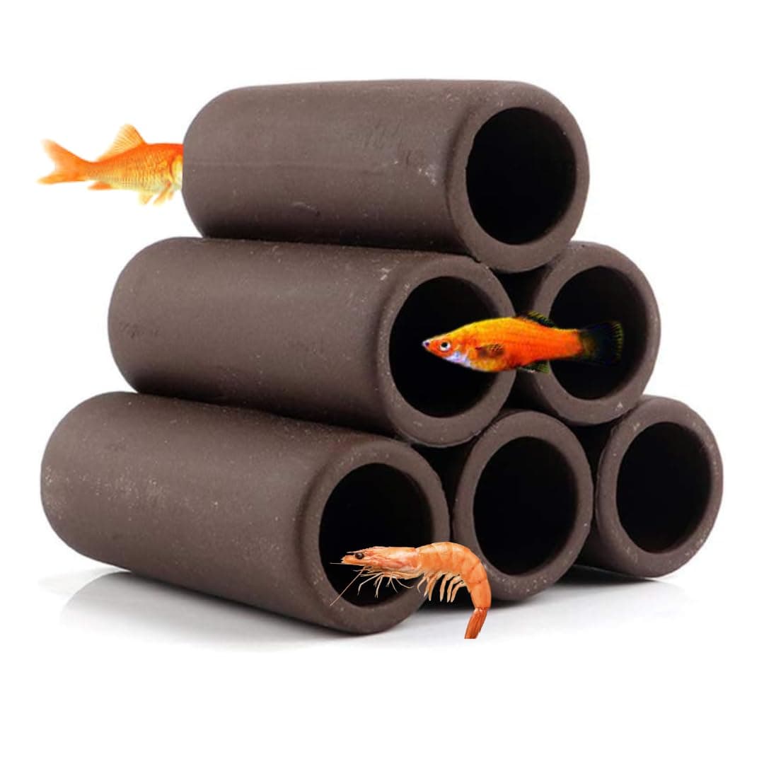 Premier Plants Ceramic Aquarium cave for Fish Hideaway Small Fish Shrimp Breeding Cave Cichlid Hideout Fish Tank Decor for Aquarium Fish Tank (6 Holes)