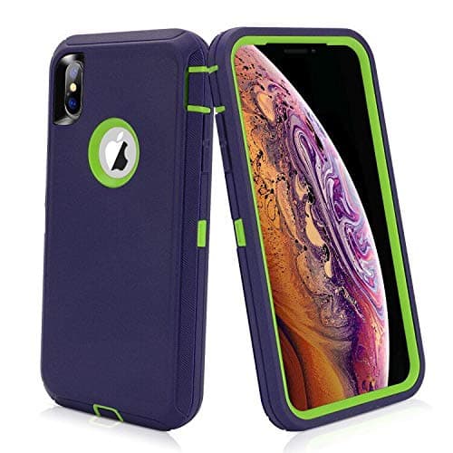 Ballaber for iPhone Xs Max Case Defender Durable Heavy Duty 3 in 1 Rugged Shockproof Hard PC Bumper Soft TPU Back Non-Slip Silicone Cover for Apple iPhone Xs Max in 6.5 inch (Navy Lime)