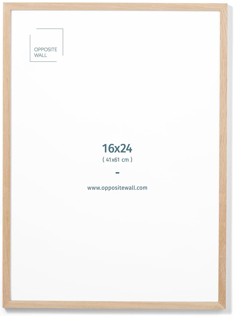 Opposite Wall - 16x24 in - Natural Solid Oak Wood Picture Frame - Lightweight, Versatile & Shatterproof - Wall Hanging Poster or Photo Frame - Wall Decor for Office, Gallery & Home