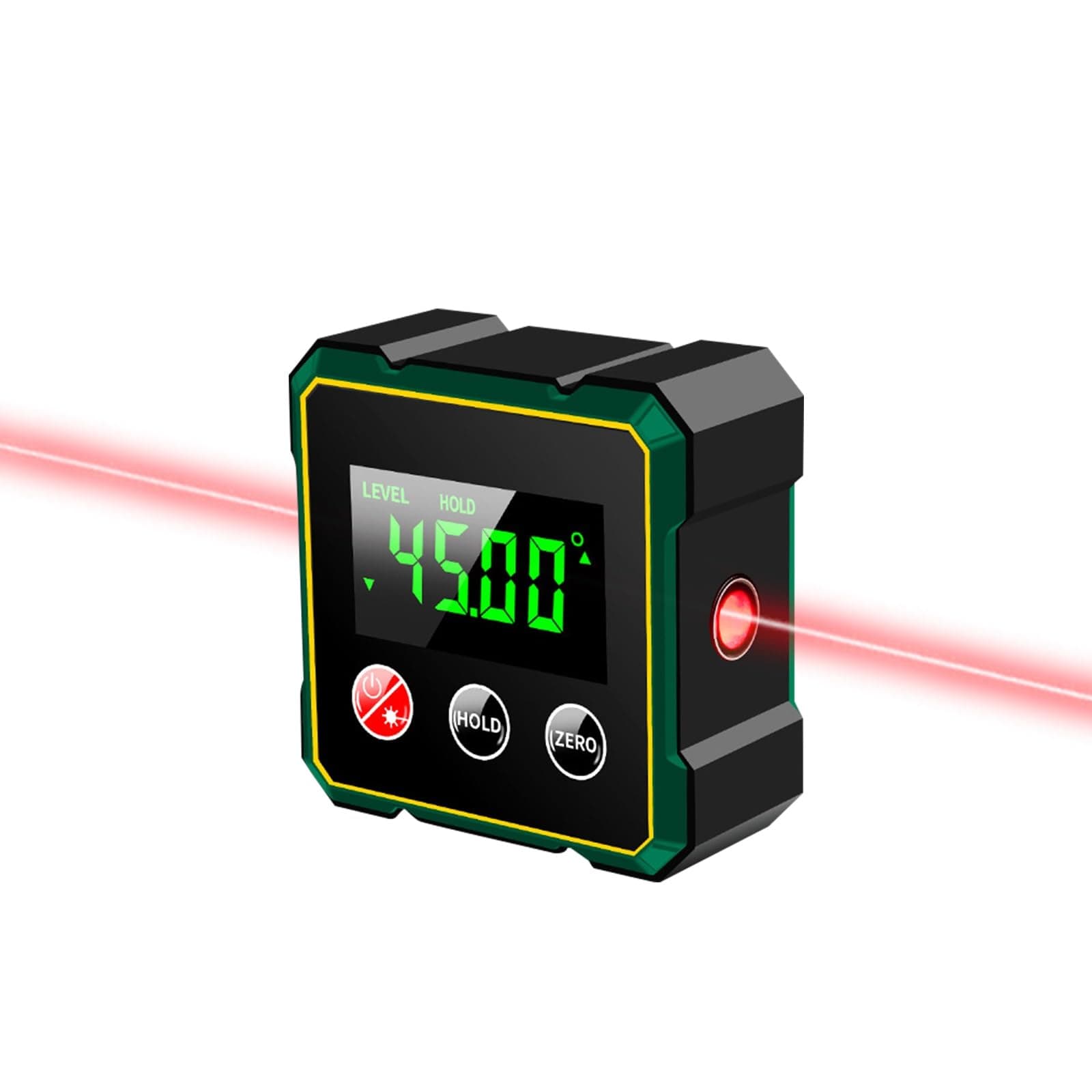 YELKOEYN Digital Angle Finder - 4 Side Strong Magnetic Digital Angle Gauge Protractor with Laser, Level Box Carpentry Equipment, Bevel Gauge T-rend Angle Ruler for Woodworking Garden