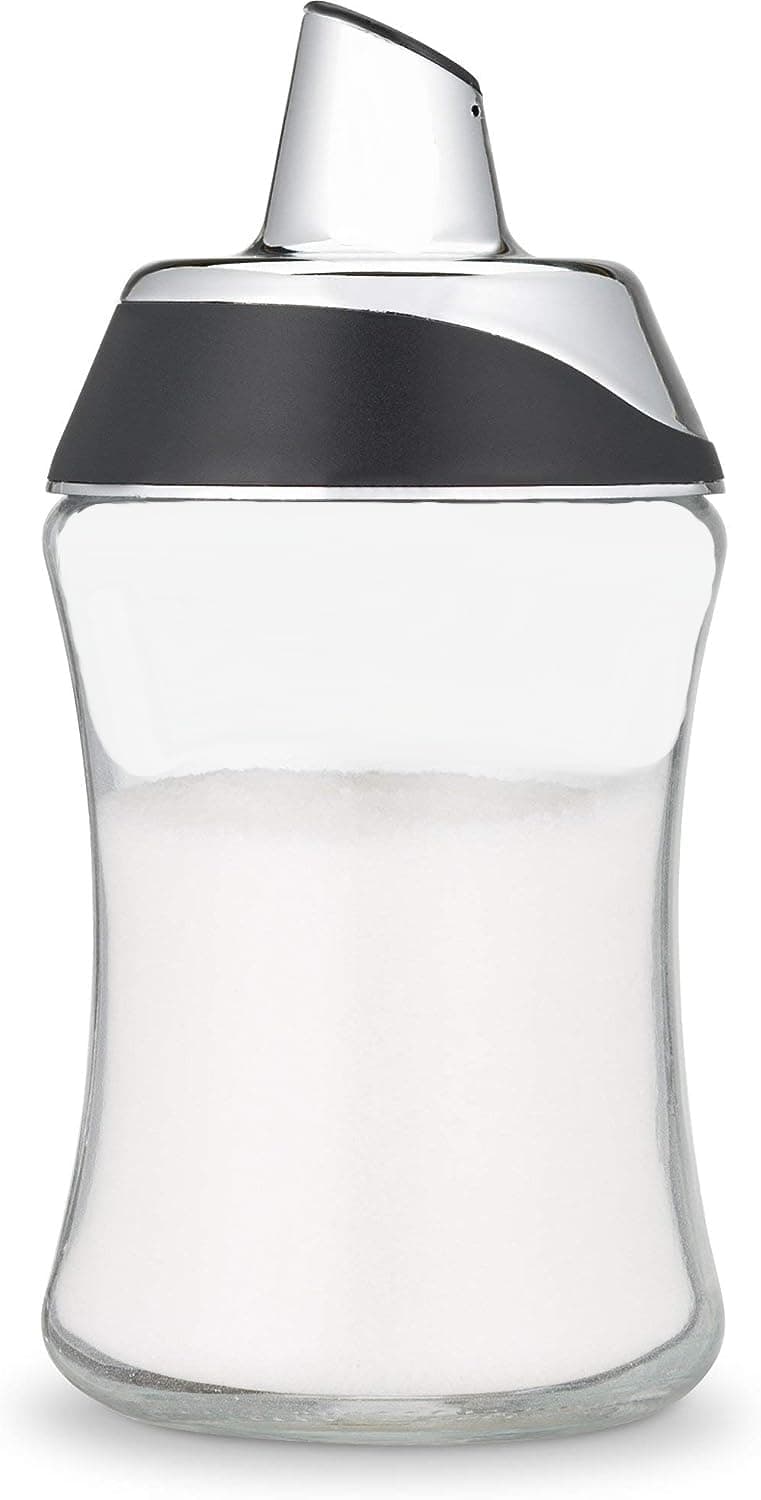 J&M Design Sugar Dispenser For Coffee & Container with Pouring Spout and Lid for Easy Pour - 7.5oz Glass Jar - Dishwasher Safe