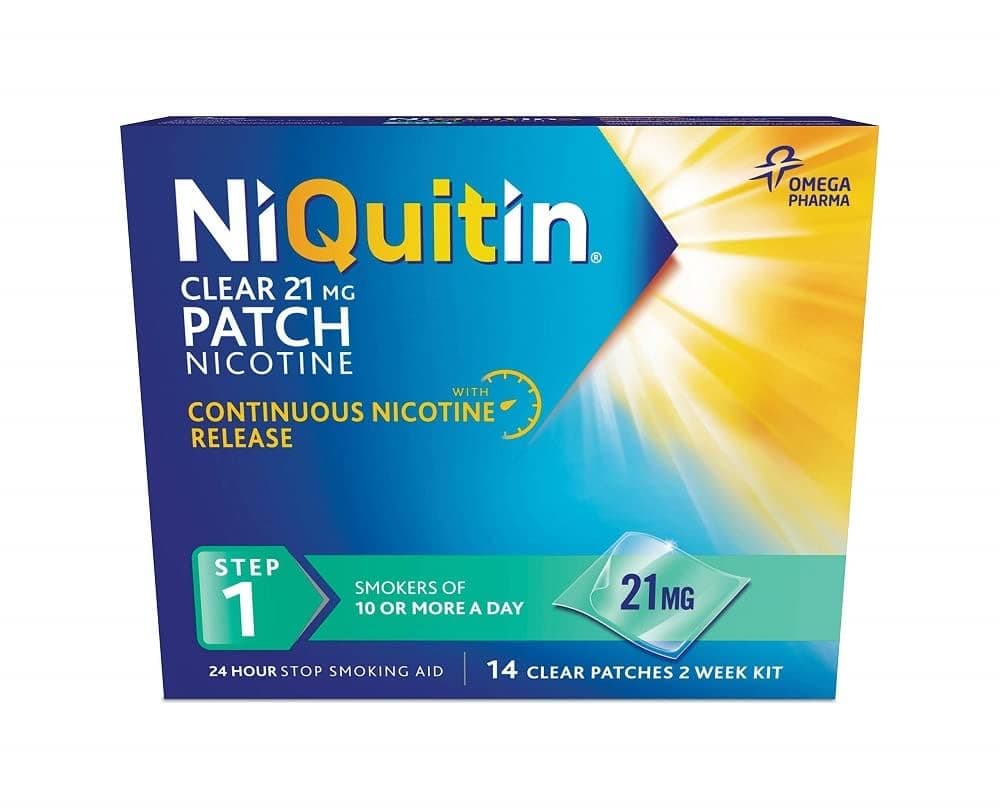 NiQuitin 21mg Nicotine Patches (Step 1-14 Clear Patches) - 24 Hour Craving Control - 1 Week Treatment Patches to Quit Or Reduce - Discreet Transparent Stop Smoking & Vaping Aids