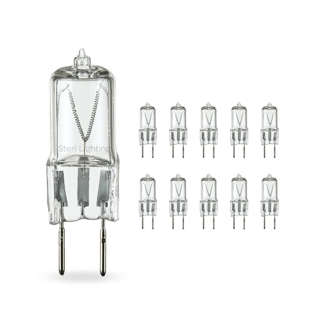 10 Pack, T4 JCD Type Bulb 50W 120V 1.73Inch 280Lm 2700K Warm White Clear, G8 Bi-Pin Base Wall Sconces Halogen Replacement for Under Cabinet/Counter & Puck Light Bulbs