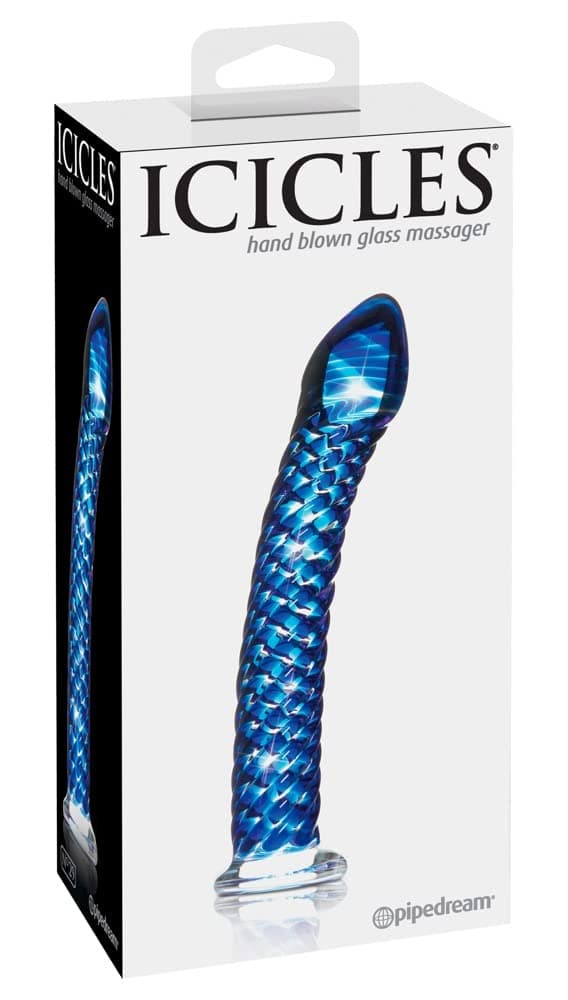 Icicles No. 29 Hand Blown Glass Massager, Blue
