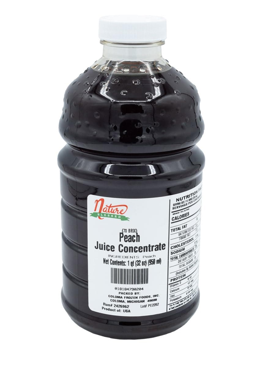 Nature Blessed 100% Pure Peach Fruit Juice Concentrate - 1 Quart (1/32 fl oz bottle), Excellent for Wine Making, Brewing, Distilling, Cider at Home