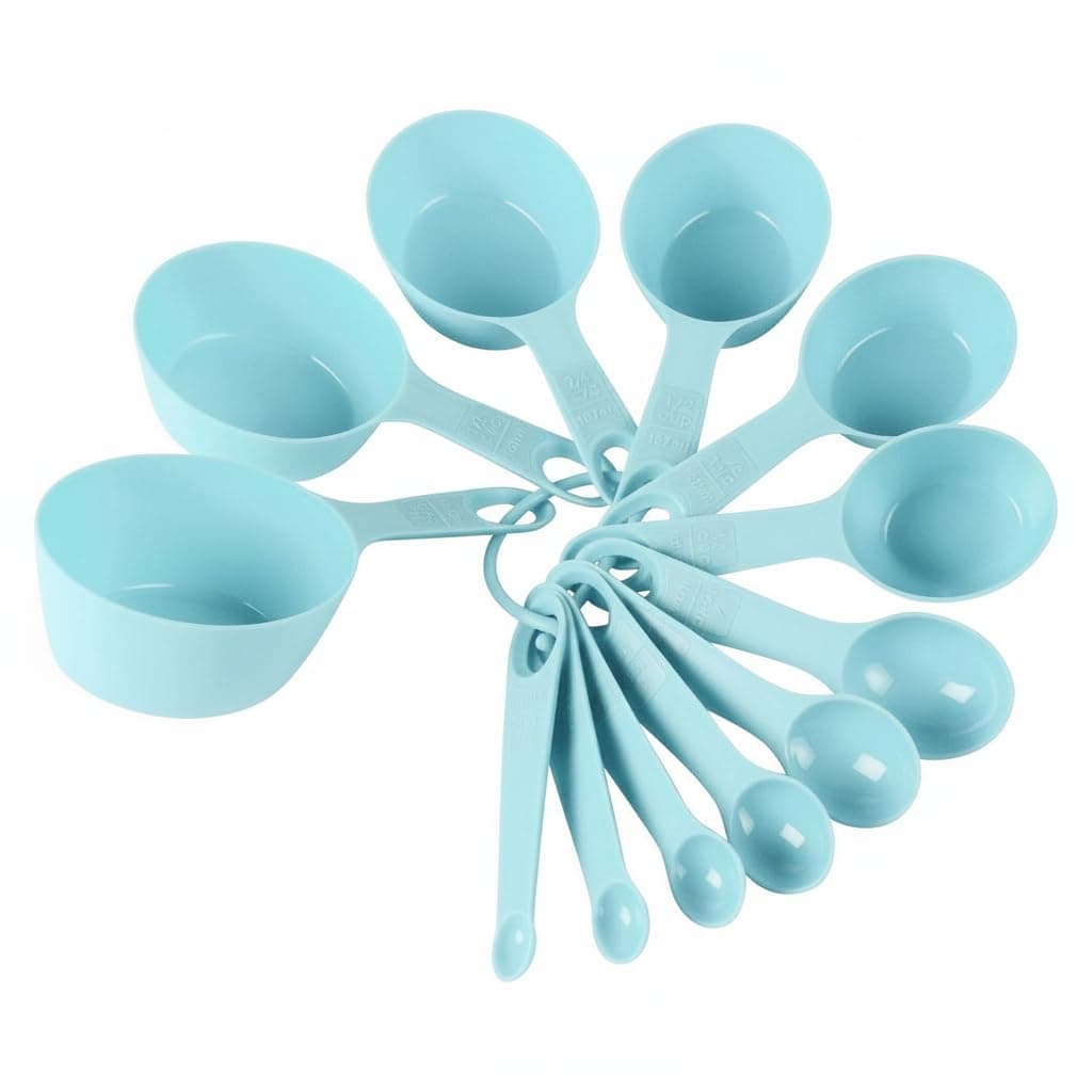 INOVERA (LABEL) Plastic 12 Piece Measuring Cups and Spoons for Kitchen Cake Baking and Cooking Teaspoon Tablespoon Spoon Accessories Tools Set (Sky Blue)
