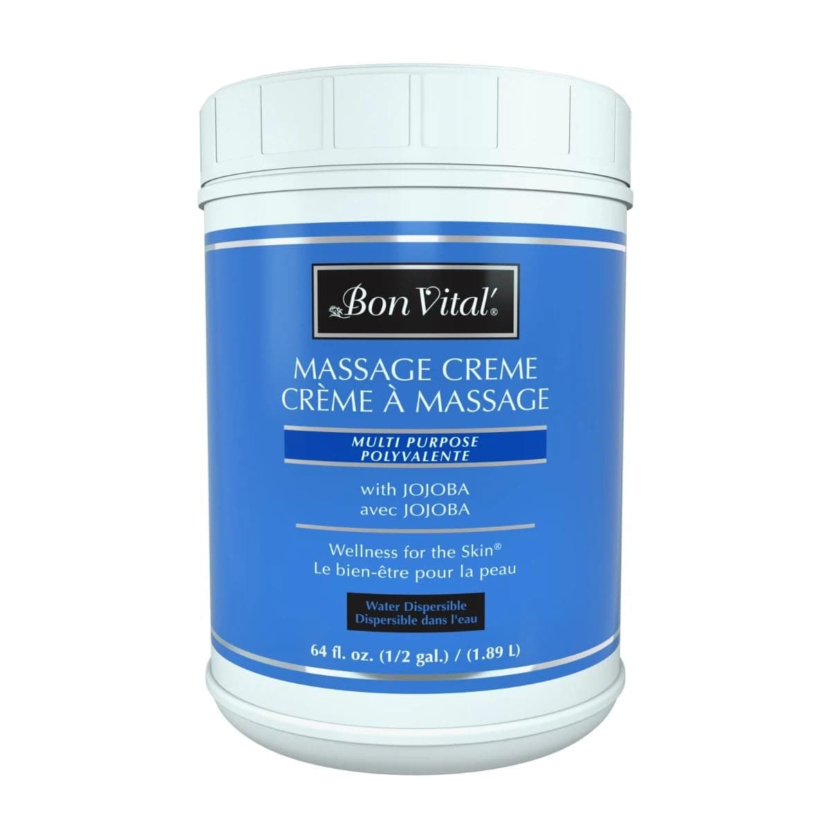 Bon Vital' Multi-Purpose Massage Crème, Professional Massage Cream with Aloe Vera to Relax Sore Muscles, Increase Circulation & Repair Dry Skin, Full Body Massage Moisturizer Cream, 1/2 Gallon Jar