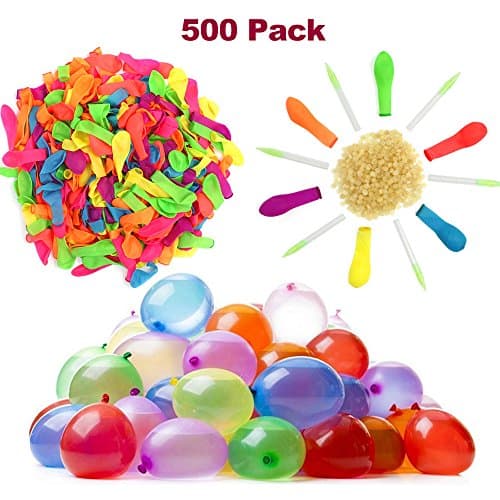 Water Balloons Refill Kit, 500 Pack Balloons + 6 Quick & Easy Refill Tools Latex Water Bomb Balloons Fight Games for Kids & Adults in Water Sports Also Perfect as Summer Party Favors