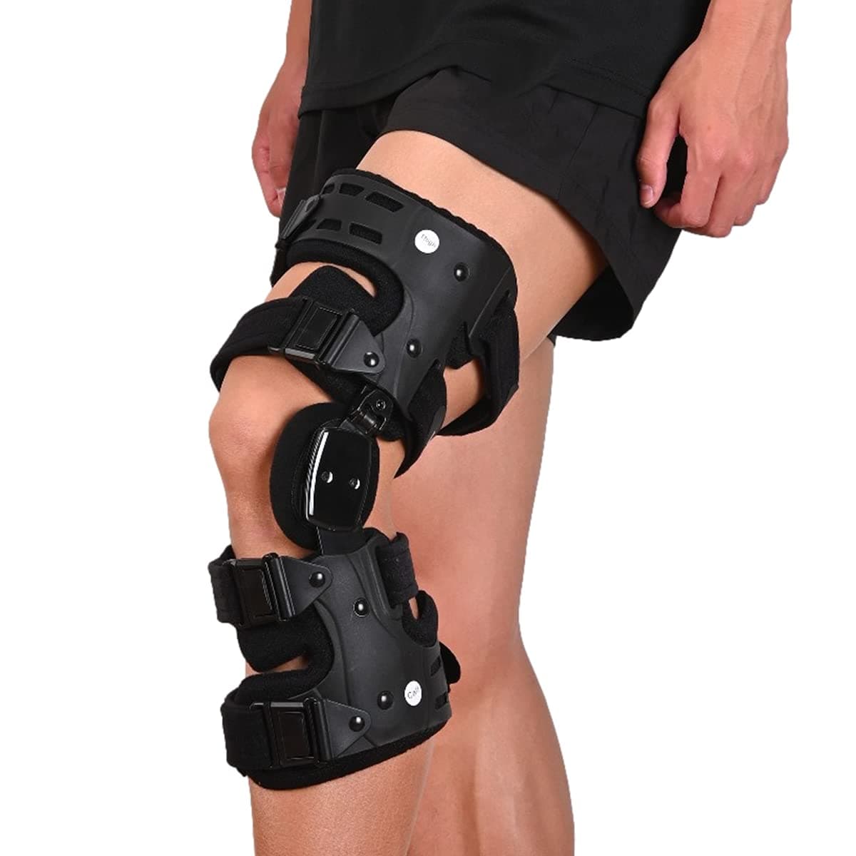 Komzer OA Unloader Knee Brace, Adjustable ROM & Stabilizing Support Used for Unloading Joint Pressure Caused by Bone-on-Bone Osteoarthritis, Capable of Delaying Surgery & Correcting Bow Legs/Valgus (Black, Left)