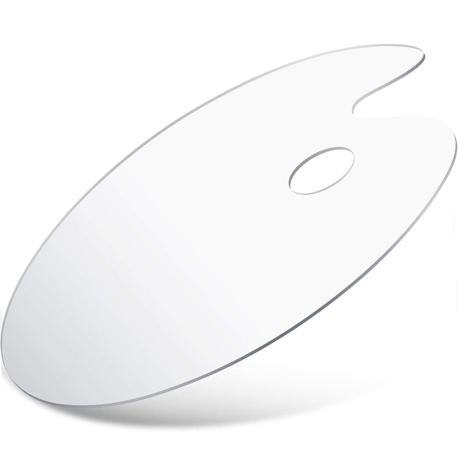 Extra Thicken Acrylic Paint Palette with Thumb Hole, Clear Oval-shaped Non-stick Palette Artist Oil Paint Mixing Tray Draw Art Craft Supplies with Protective Brown Pape(15.8 x 11.8 Inches)