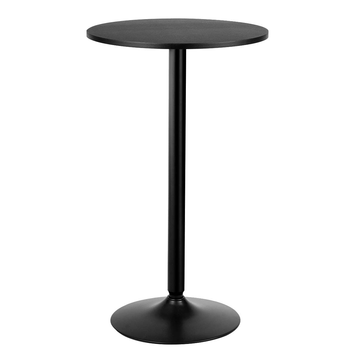 COSTWAY Round Bar Table, Counter Bistro Pub Tables with Fixed Tabletop and Stable Base, Circular Cocktail Dining Table for Home, Office and Kitchen, Holds up to 150kg (1, Black, 101cm H)