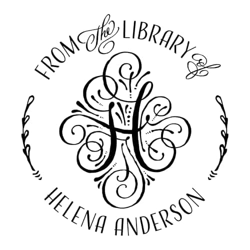 ExcelMark Personalized Book Embossers & Stamps - Personalize a Book Embosser, Wood Stamp, or Self-Inking Mount (Adorn, Round)