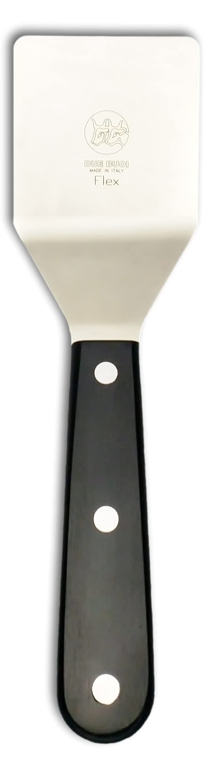 DUE BUOI Small Square Flexible Spatula - Blade 2.56" X 2.56" - Solid stainless steel - Professional quality restaurant - Kitchen bbq grill griddle Hamburger - Full Tang Triple Riveted. ICQ Approved.