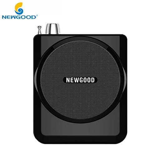NEWGOOD Wired Portable Teachers Headset Microphone Amplification Player Speaker, with FM Radio Project Nature Sound,MP3 USB Player and Sales Recording(Black)