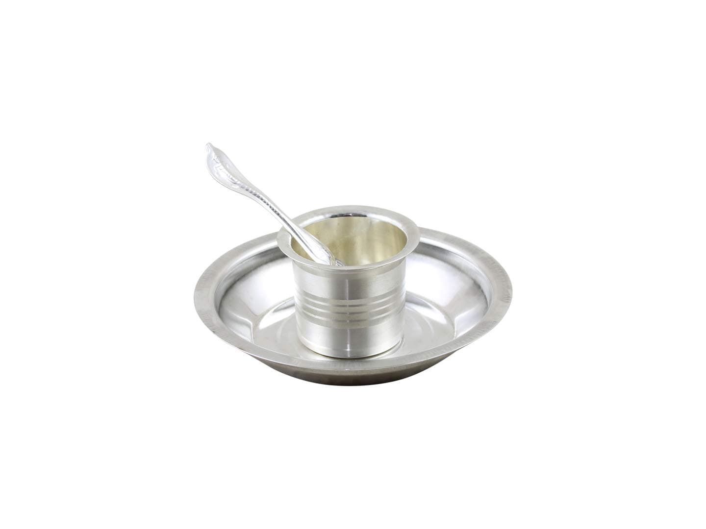 GoldGiftIdeas Silver-Plated Tarbhana Pooja Thali Set (Silver)