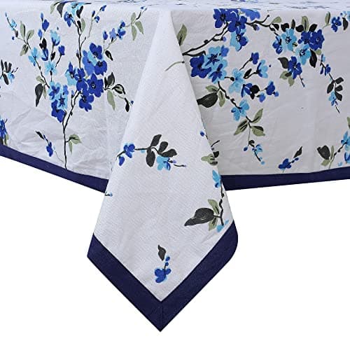 Dining Table Cover 6 Seater-Blue and White