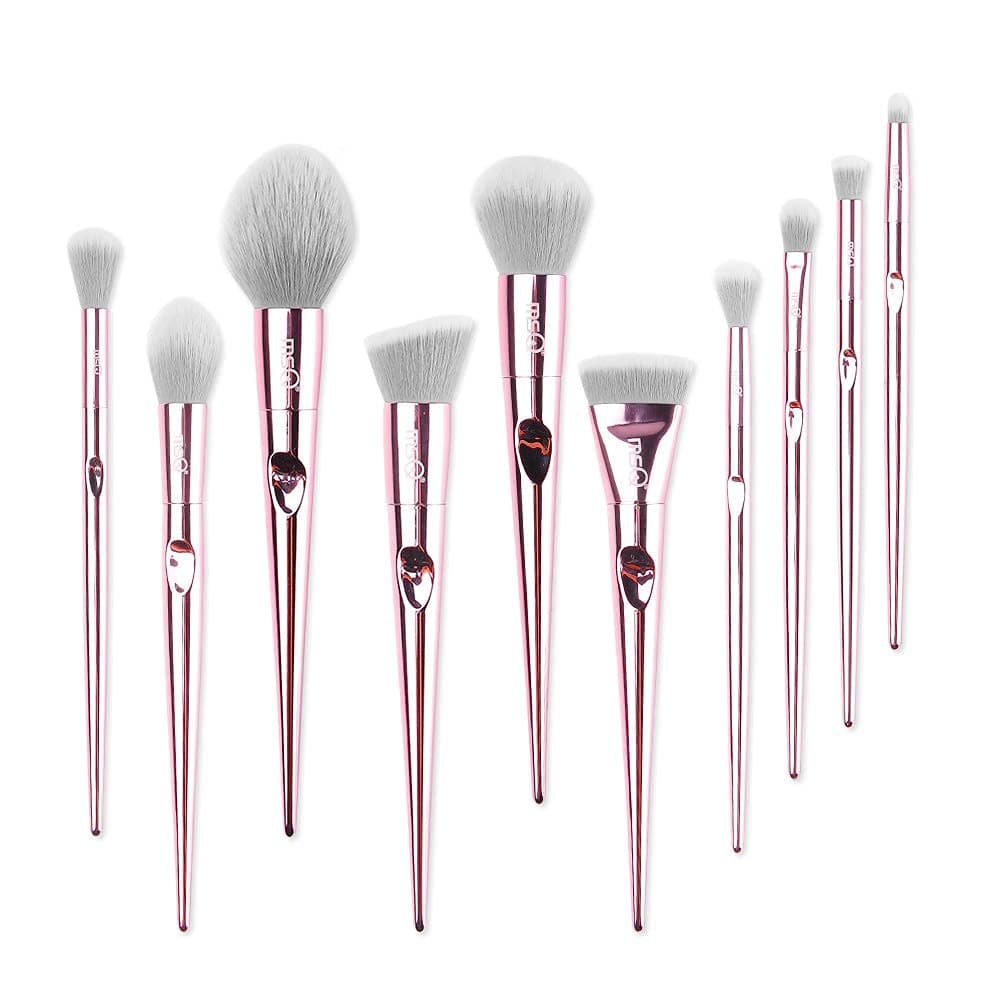 Makeup Brushes MSQ 10pcs Professional Makeup Brush Set Soft Synthetic Hair for Foundation, Highlighter, Liquid, Concealer, Eye Shadow, Lip - Rose Gold